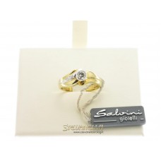 Salvini anello solitario oro giallo e bianco con diamanti ct.0,23+0,02 ref. n53188